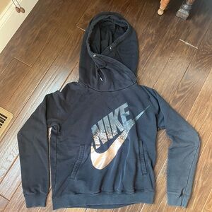 Nike Black Hoodie with Metallic Logo